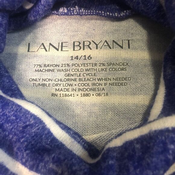 Lane Bryant Hacci Swing Turtleneck blue striped 0111 - Picture 3 of 5